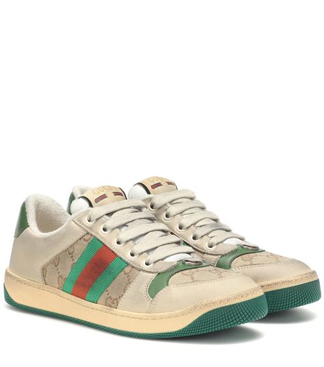 gucci screener green red sneaker|Gucci screener low top sneakers.